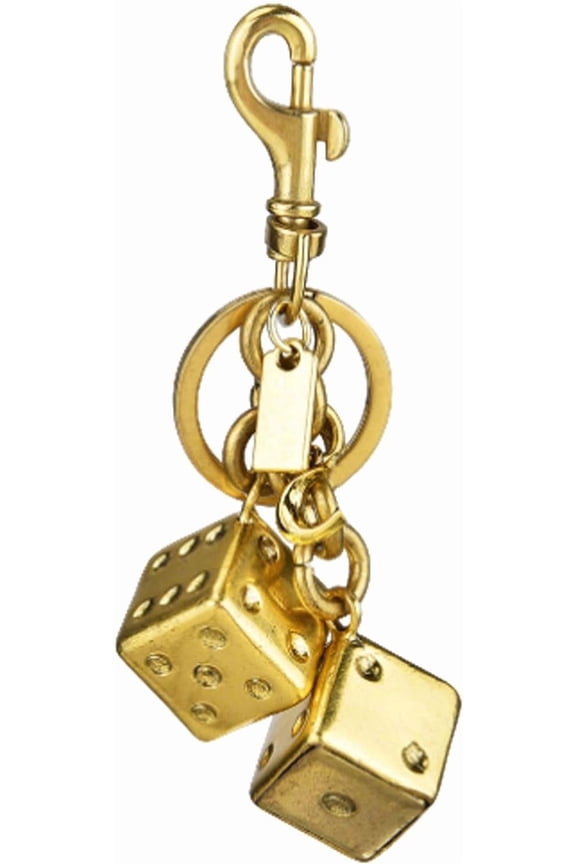 Dice Metal Cool Mens Keychain Handbag Bag Pendant Key Chain Keychain Accessories Purse Charm(Gold)