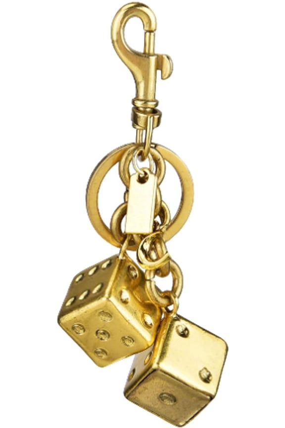Dice Metal Cool Mens Keychain Handbag Bag Pendant Key Chain Keychain Accessories Purse Charm(Gold)