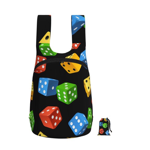 Dice Pattern Colorful Cube Foldable Storage Backpack Lightweight Packable Travel Daypack for Shopping Commuting Hiking