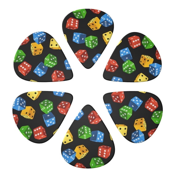 Dice Pattern Colorful Cube Guitar Pick 6 Pack for Bass Acoustic Electric Guitars Lovers Gift 0.96mm