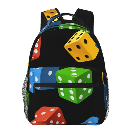 Dice Pattern Colorful Cube Laptop Backpack Travel Rucksack for Teens Adults, Fits 15-inch Notebook
