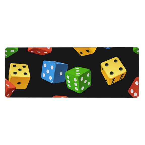 Dice Pattern Colorful Cube Mouse Pad Extended Large Gaming Mousepad Non-Slip Rubber Big Keyboard Desk Mat 31.5 X 11.8 Inch
