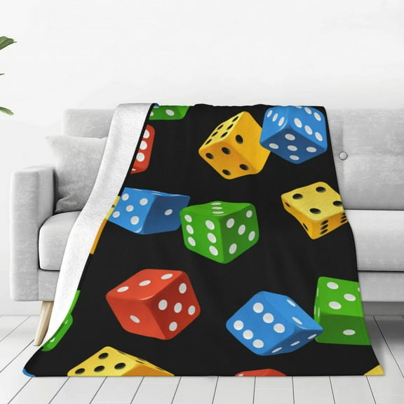Dice Pattern Colorful Cube Throw Blanket Super Soft Lightweight Cozy Fluffy Plush Blanket for Bed Couch Sofa Chair 40x30
