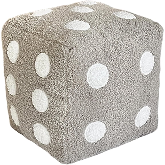 Dice Pillow, Soft Plush Decorative Throw Pillow for Gaming Room Decor, 8x8 Inch Unique Y2K Style Cushion for Bed Sofa Chair, Grey