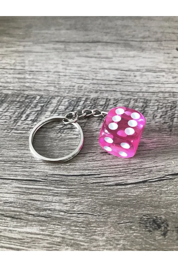 Dice Pink Craps Casino Dnd Rpg High Roller Keychain