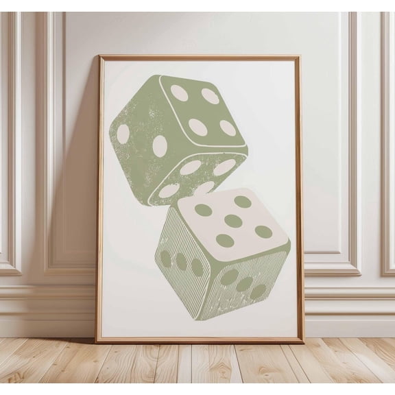 Dice Poster Vintage Casino Wall Art Retro Gambling Game Room Decor, Unframed Poster