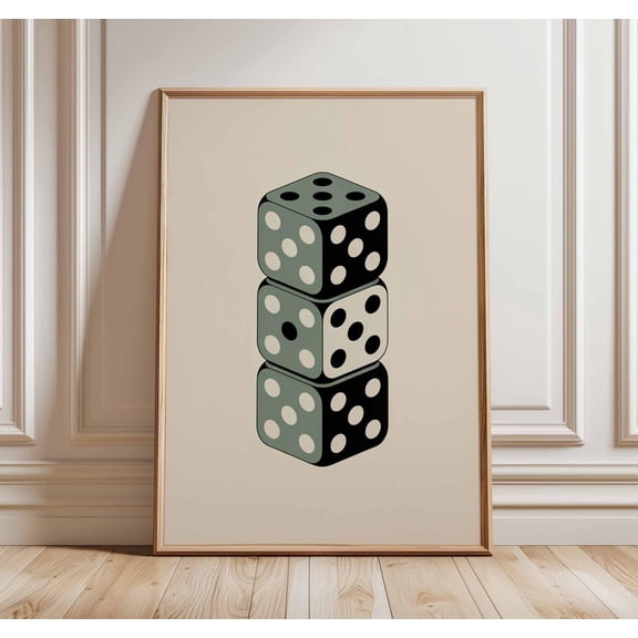 Dice Retro Casino Wall Art Vintage Minimalist Gambling Game Room Decor, Unframed Poster