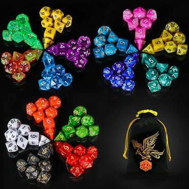 Dice Set -15X7 (105 Pieces) , Suitable for Dragon and Dungeons Table Games with 1 Large Flannel Bag for Age Group 14 
