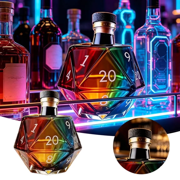 Dice Shaped Whiskey Decanter With Stoppe Geometric Spirit Carafe Glass Liquor Bottle For Home Bar(Multicolor-11Cm)