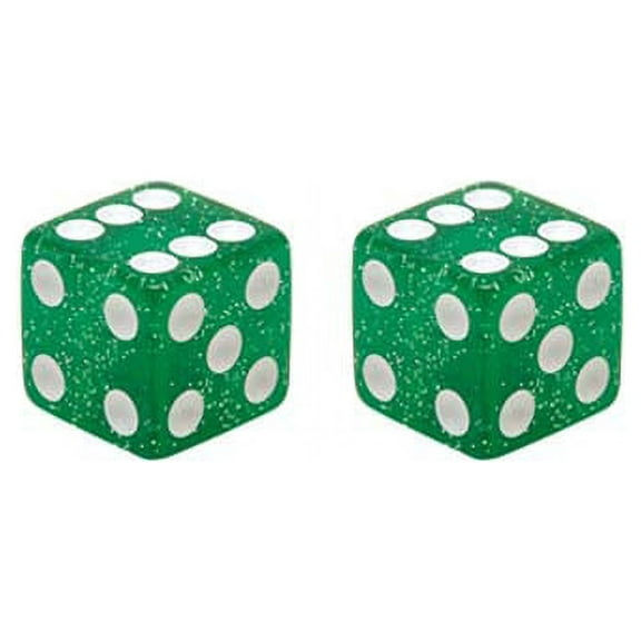 Dice Valve Caps Green Glit.