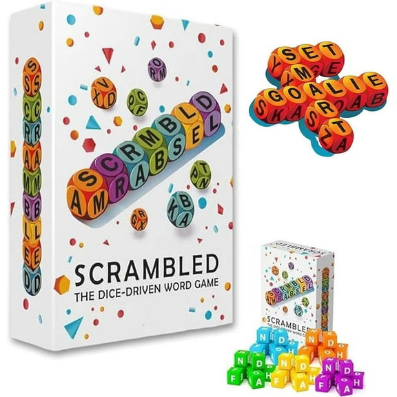Dice Word Game for 1-5 Players Brain Exercise Party Game, Fun Family Board Spelling Letter Dice Games, Educational Vocabulary Building for Parties Travel and Family Nights