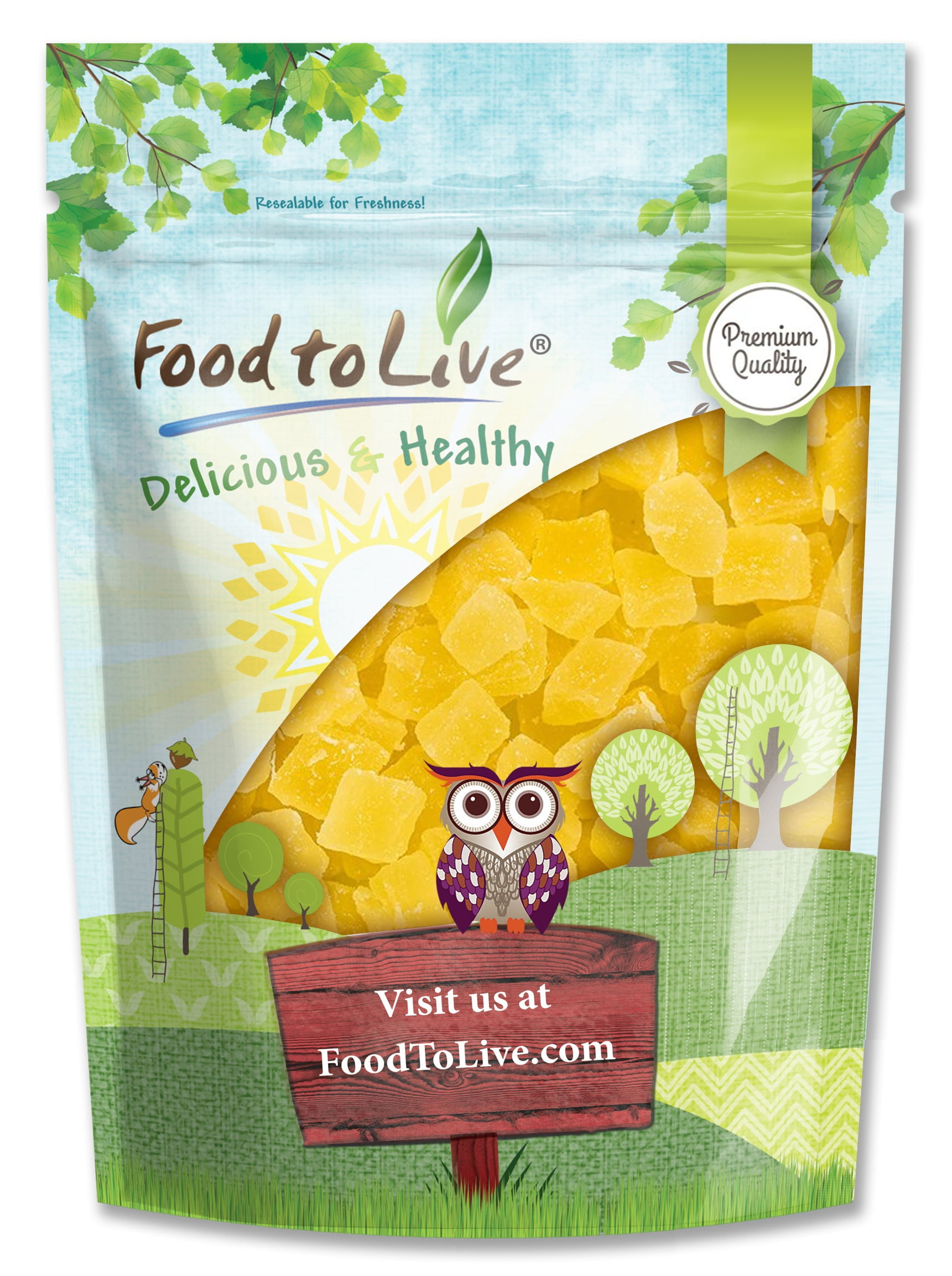 Premium Quality Diced Dried Pineapple Chunks, Vegan, Kosher
