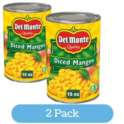 Diced Mango in Extra Light Syrup, Canned Fruit, 15 oz Can (2 Pack)