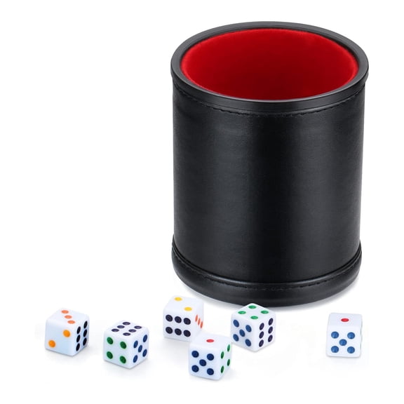 Dices Shake Container PU Leather Supplies Dices Game Props Board Game Cups Container Dices Cup Bracket Roll the Dices