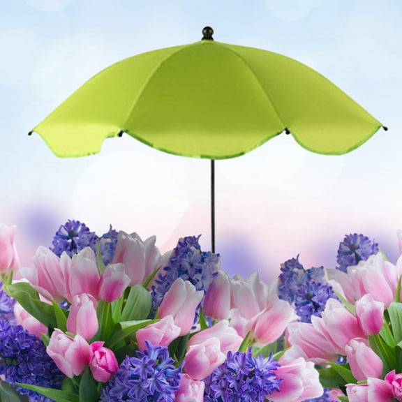 Diceymbl Large Garden Parasol With Plant Stake 47" Outdoor Umbrella for Potted Plants, Sun & Rain Protection, Durable Metal Frame & Rubberized Cloth Canopy