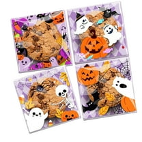 Diceymbol 100Pcs Halloween Self-Sealing Bags Ghost & Pumpkin Candy Pouches, 4.92x5.91in Treat Bags for Cookies, Nougat & Party Favors