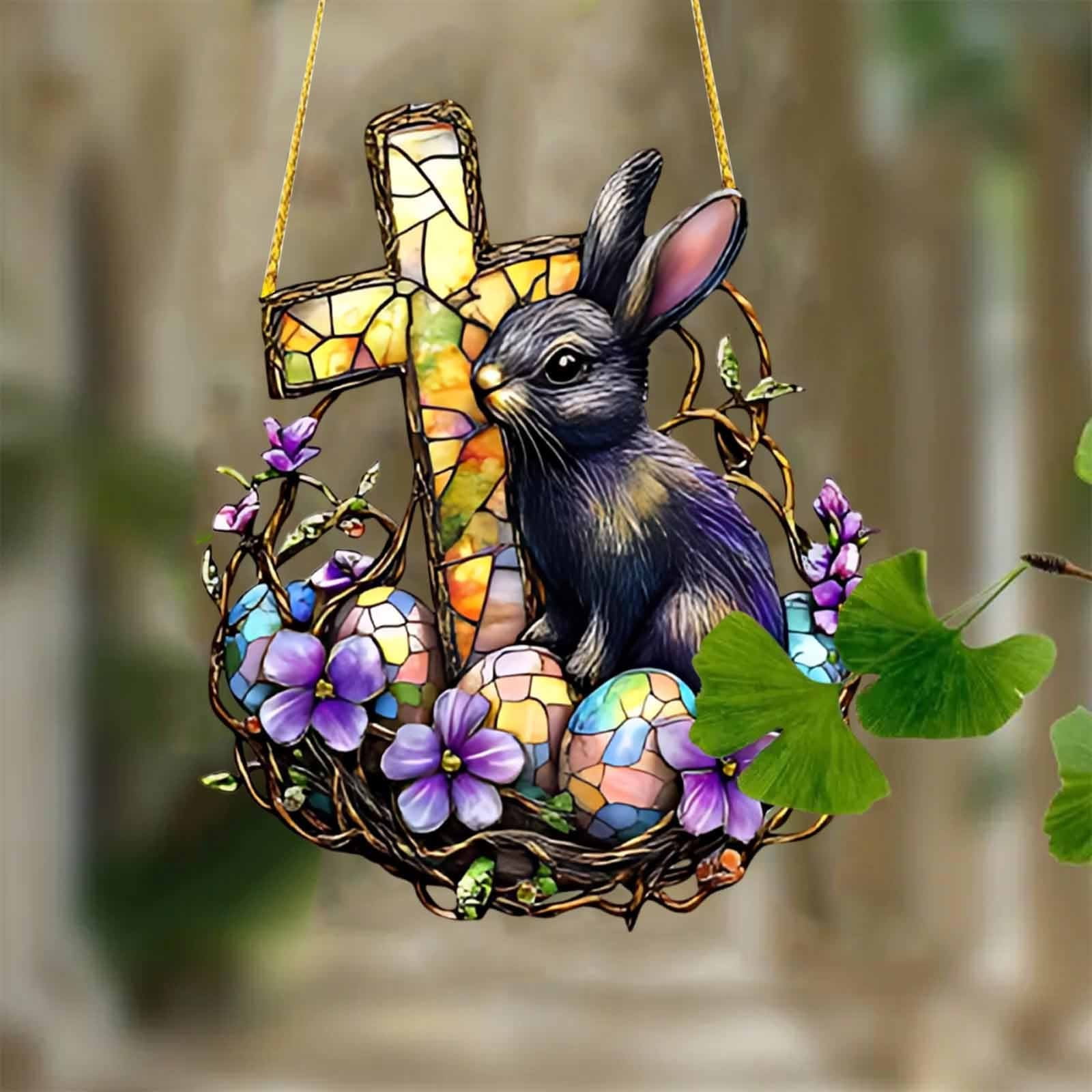 Diceymbol 2025 New Easter Bunny Acrylic Hangings Decorate The Porch ...