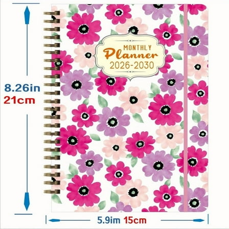Diceymbol 2026-2030 Monthly Planner 6.4x8.5 Inch, 5-Year Organizer with Twin-Wire Binding