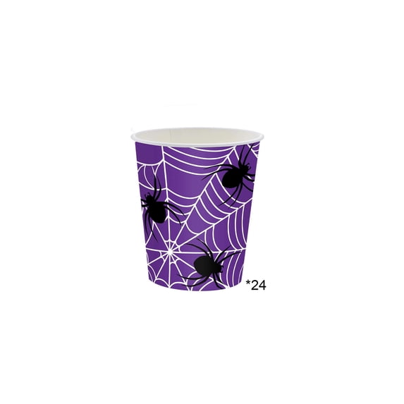 Diceymbol 24Pcs Halloween Disposable Paper Cups with Classic Spider Web Sturdy for Yard Party Table Decorations 8 Oz