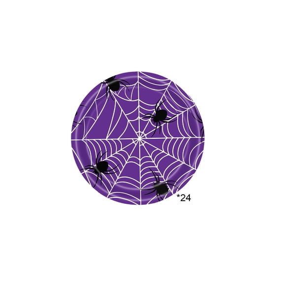 Diceymbol 24Pcs Halloween Disposable Paper Plates with Classic Spider Web Sturdy for Yard Party Table Decorations 7 Inch