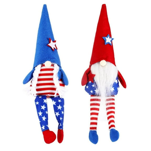 Diceymbol 2Pcs Independence Day Gnome Dolls Faceless Cotton Dolls with Weighted Base for Home & Holiday Decor