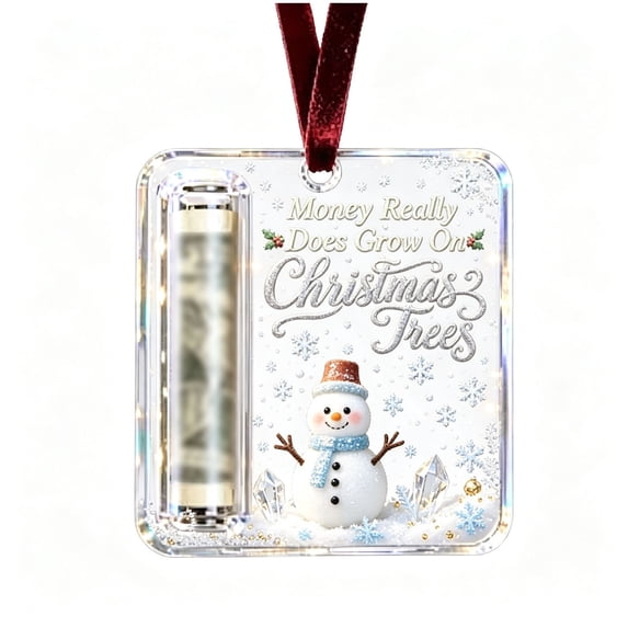 Diceymbol 3.94 in Acrylic Snowman Christmas Cash Holder Ornament for Winter Tree Gift Decor