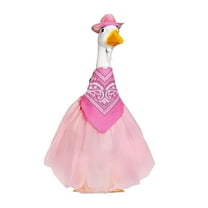 Diceymbol 3 Pcs Cowboy Porch Goose Outfits Romantic Porch Goose for 23" Cement Lawn Goose Statue Clothes Hat and Bandana Lace Tutu Skirt for Western Party Yard Outdoor,Pink