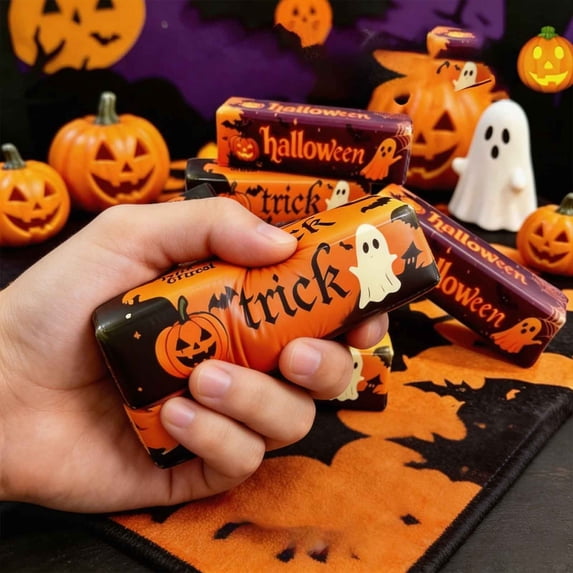Diceymbol 3 Pcs Halloween Butter Squishy 5.5 Inch, Slow Rising Squishy Butter Bar Squeeze Fidget Item for Desk Stress Relief Party Favor