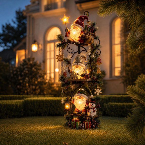 Diceymbol 4.27 ft Christmas Gnome Workshop Garden Light, Tall Lighted Holiday Decoration for Garden Yard Porch and Home