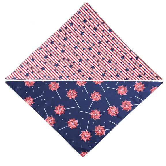 Diceymbol 4th of July Pet Bandana Red White & Blue Dog & Cat Scarf, Absorbent & Stylish Holiday Outfit for Parades & BBQs