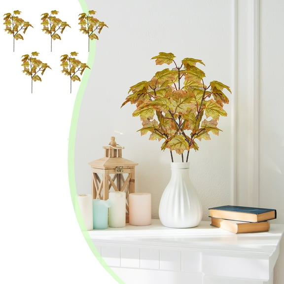 Diceymbol 5-Pack Artificial Maple Leaves 13.39 Inch Fall Stems for Wedding Bouquets Table Centerpieces and Seasonal Home Decor