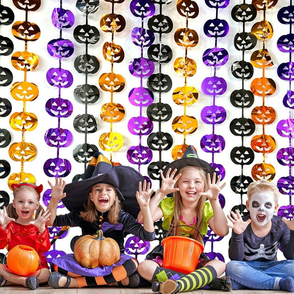 Diceymbol 6.56ft Halloween Rain Curtain Ghost Festival Party Decorations Spooky Hanging Door Window Backdrop for Haunted House Theme