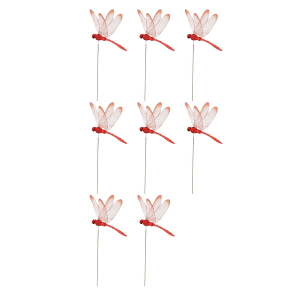 Diceymbol 8Pcs Dragonfly Decoration Stakes Dragonfly Wall Decoration Garden Dragonfly Artificial Ornaments for Indoor Outdoor Garden Birthday Wedding Party Decor