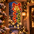thumbnail image 1 of Diceymbol 9.84 in Bow and Bells Christmas Magic Spiral Hanging LED Light Collection, Warm LED Glow Vertical Holiday Decor for Porch Doorway Window Covered Patio, 1 of 10
