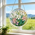 thumbnail image 1 of Diceymbol Acrylic Puzzles Suncatcher Window Hanging 7.4 Inch Tiffany Style Stained Glass Sun Catcher Dream Catchers for Adults Mother's Day Gift Home Decor (Lily), 1 of 5