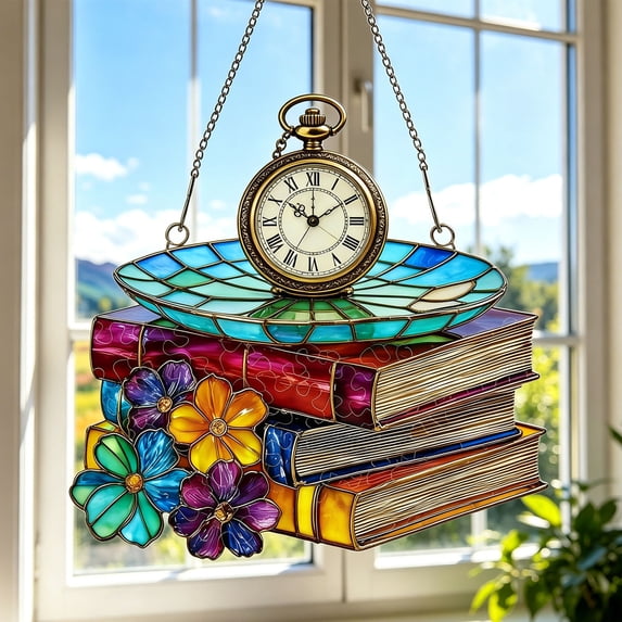 Diceymbol Acrylic Puzzles Suncatcher Window Hanging 7.4 Inch Tiffany Style Stained Glass Sun Catcher Dream Catchers for Adults Mother's Day Gift Home Decor (Multi)