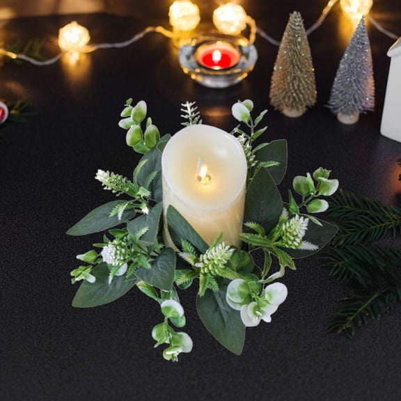 Diceymbol Artificial Floral Candle Wreath Ring Decorative Garland for Candle Holders, Tables, and Walls, Festival Party Arrangement Decor