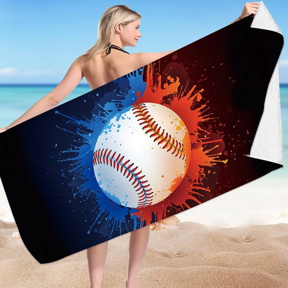 Diceymbol Baseball Splatter Art Beach Towel, Super Lightweight Colorful Bath Towel, Sandproof Quick Dry Beach Blanket, Multi-Purpose Towel For Summer Pool Beach Picnic Travel 60x30 Inch