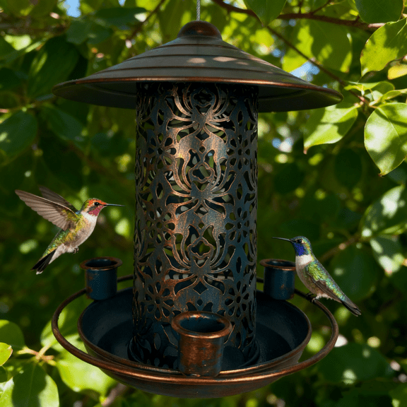 Diceymbol Bird Feeders for Outdoors, Metal Hanging Wild Bird Feeder, 2 LBs Seeds Capacity, Blue Birdfeeder for Garden Yard Decor, Ideal Gift for Bird Lovers