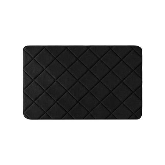 Diceymbol Black Quilted Diamond Anti-Fatigue Floor Mat Non Slip Waterproof Rug for Kitchen Walkway Home Decor 31x20 Inch