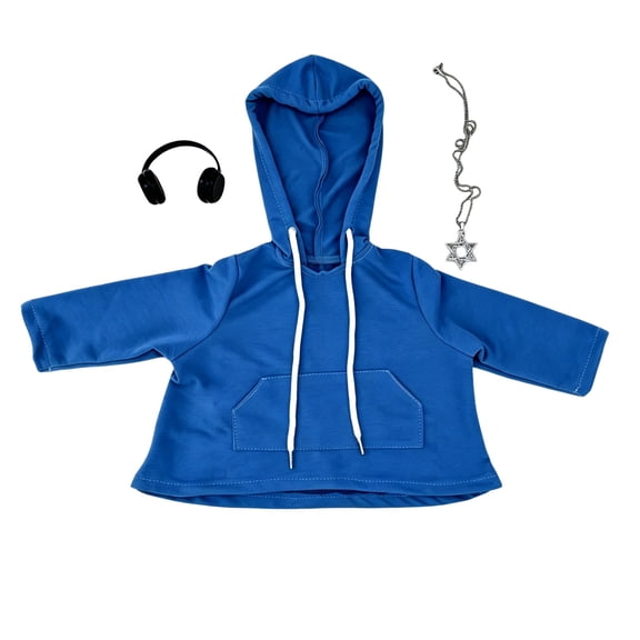 Diceymbol Blue Hoodie Porch Goose Outfit 23 Inch Kangaroo Pocket Sweatshirt Headset Casual Goose Decor