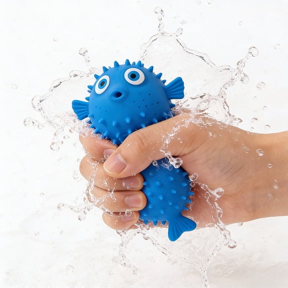 Diceymbol Blue Puffer Fish Squishy Stress Ball Fun Textured Hand Feel for Office Home Daily Stress Relief and Entertainment 3In