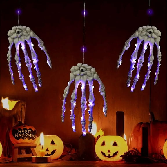 Diceymbol Blue Skeleton Hand LED String Light 6 Inch Battery Powered Halloween Tabletop Decor