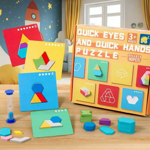 Diceymbol Children's Puzzle Thinking Training Toys Focus Geometric Shape Early Education Tangram – Two Person Logic Game for Home or Classroom