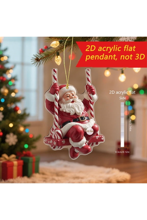 Christmas Acrylic Hanging Decor Santa Design 5.5 Inches