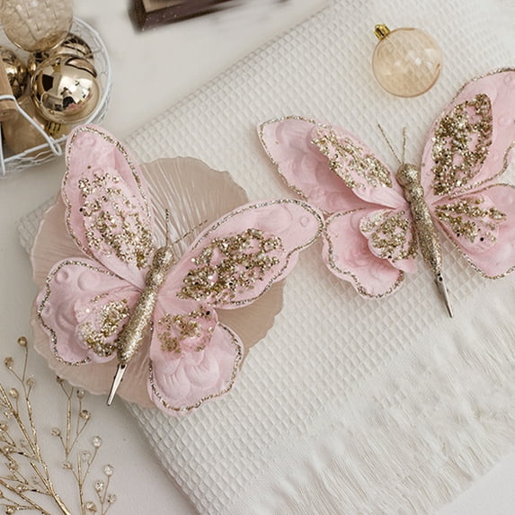 Diceymbol Christmas Decorations Butterfly Christmas Tree Hanging Ornaments Glitter Simulation Butterfly Scene Atmosphere Decoration Decorative Butterflies Living Room Decoration