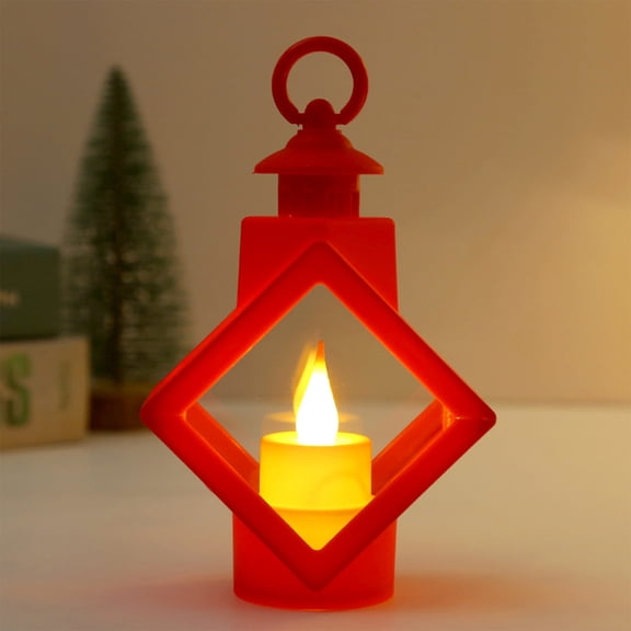 Diceymbol Christmas LED Lantern, Flameless Flickering Light, 6x8-Inch, Battery-Operated