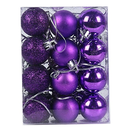 Diceymbol Christmas Tree Ornaments 24-Piece Set 1.57 Inch Plastic Glitter Balls