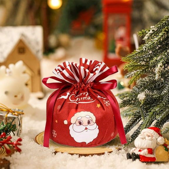 Diceymbol Christmas Velvet Drawstring Gift Bags Holiday Party Favor 5.12x3.94 Inch