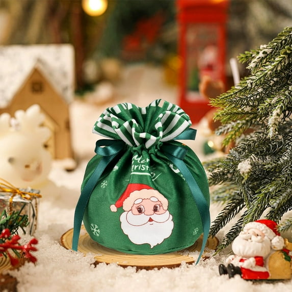 Diceymbol Christmas Velvet Drawstring Gift Bags Holiday Party Favor 5.12x3.94 Inch